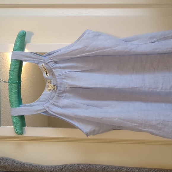 🔷 Light blue linen dress with pockets! - Picture 3 of 7